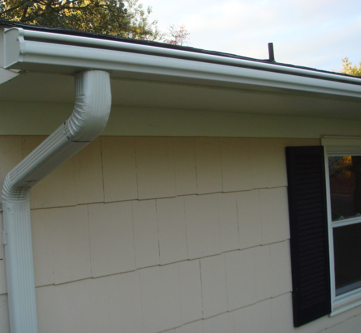 this is a picture of Langley gutter and downspouts